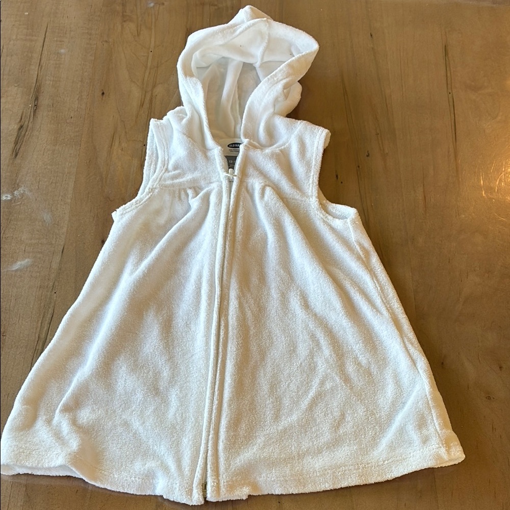 White Hooded Zip Up Swim Coverup - Old Navy
